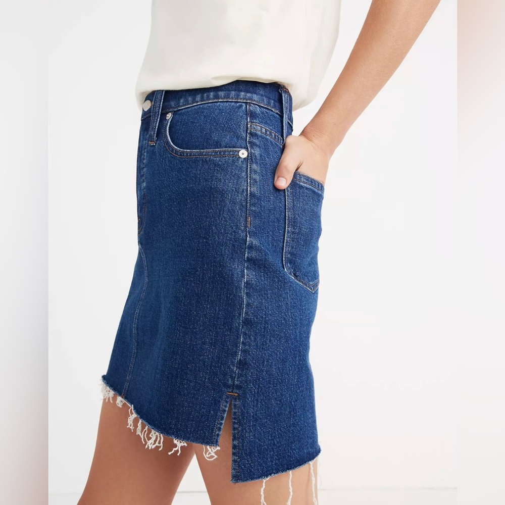 NWT Madewell Stretch Denim Straight Mini Skirt: Step-Hem Edition